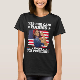 Harris 2024 President Election Kamala Yes She Can T-Shirt