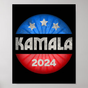 Harris 2024 President Fun Vintage Button Vote Kama Poster