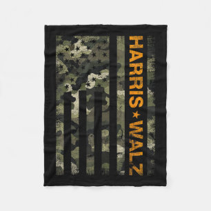 Harris 2024 President Usa Camouflage Dudes Walz Wa Fleece Blanket