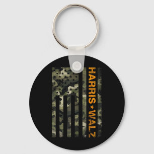 Harris 2024 President Usa Camouflage Dudes Walz Wa Keychain