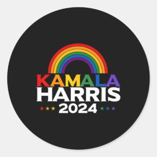 Harris 2024 Rainbow Flag Gay Pride Lgbt  Classic Round Sticker
