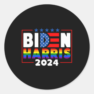 Harris 2024 Rainbow Flag Gay Pride Lgbt Democrat 1 Classic Round Sticker