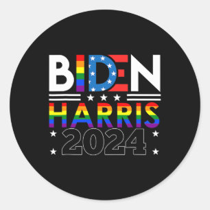 Harris 2024 Rainbow Flag Gay Pride Lgbt Democrat Classic Round Sticker