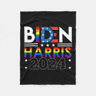 Harris 2024 Rainbow Flag Gay Pride Lgbt Democrat Fleece Blanket