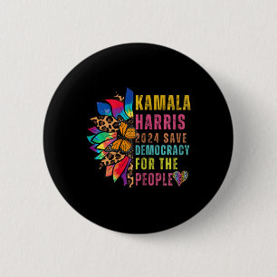 Harris 2024 Save Democracy For The People Sunflowe 2 Inch Round Button