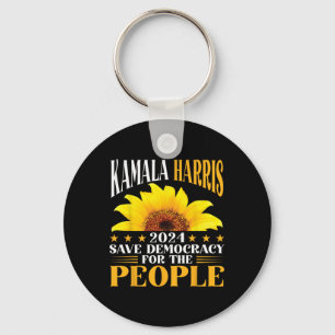 Harris 2024 Save Democracy For The People Sunflowe Keychain