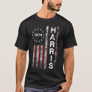 Harris 2024 Vintage Voting American Flag T-Shirt