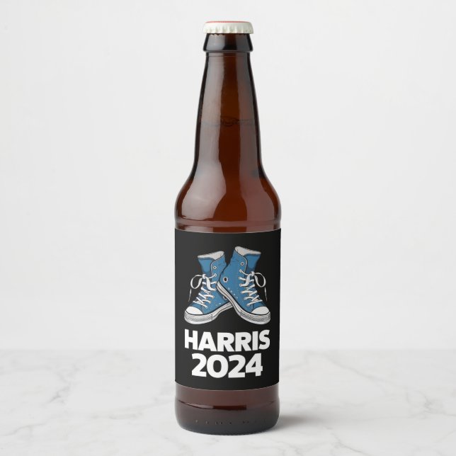 HARRIS 2024 Vote President Kamala Election Sneaker Beer Bottle Label (Front)