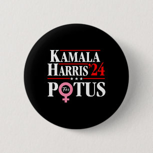 Harris 24 For President 2024 Kamala For Women Girl 2 Inch Round Button