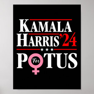 Harris 24 For President 2024 Kamala For Women Girl Poster