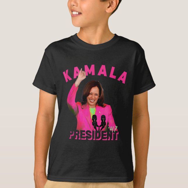 Harris Aka For President 47 Pink Comma La 2024 Wom T-Shirt (Front)