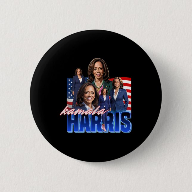 Harris American Flag Bootleg  2 Inch Round Button (Front)
