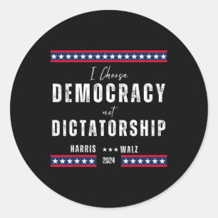 Harris &amp; Tim Wheimer 2024 - Democracy Over Dic Classic Round Sticker