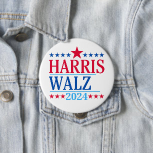 Harris and Walz 2024 4 Inch Round Button