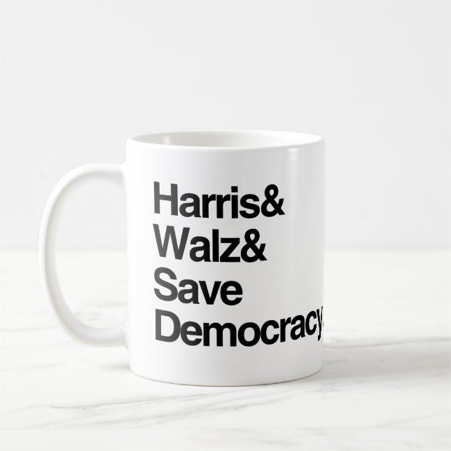 Harris and Walz and Save Democracy Coffee Mug (Left)