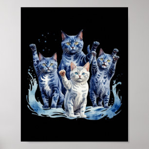 Harris Blue Cats Wave - Funny For Cat Owners 1  Poster