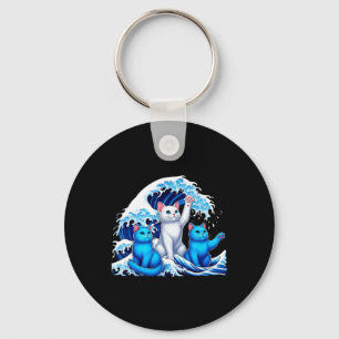 Harris Blue Cats Wave Funny For Cat Owners Kamala Keychain