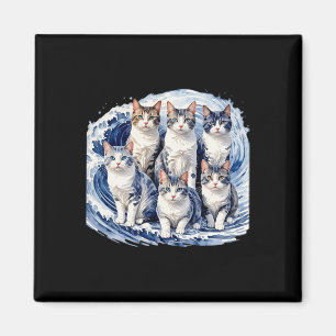Harris Blue Cats Wave - Funny For Cat Owners Magnet