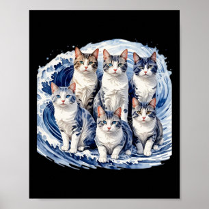 Harris Blue Cats Wave - Funny For Cat Owners  Poster