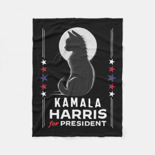 Harris Cat Ladies Vote Positive Funny 2024 Fleece Blanket