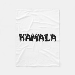 Harris Cat Lettering Positive Funny 2024 Election  Fleece Blanket