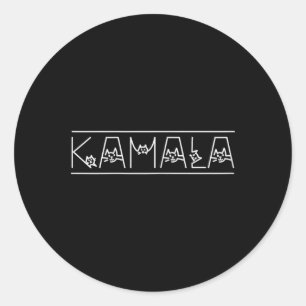 Harris Cat Lettering Positive Funny Shirt Kamala Classic Round Sticker