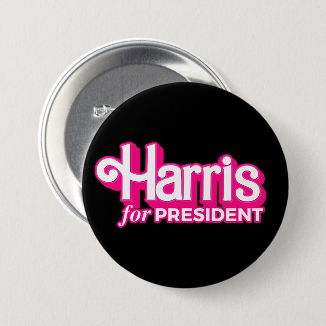 Harris for President Pink Style 3 Inch Round Button (Front & Back)