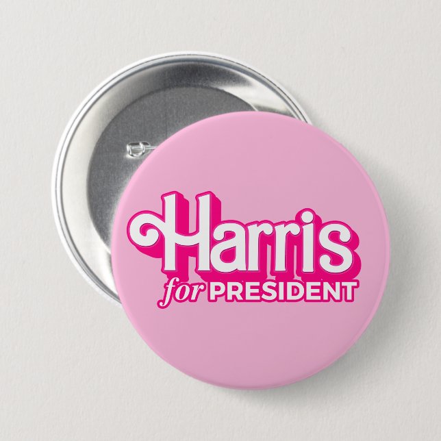 Harris for President Pink Style 3 Inch Round Button (Front & Back)