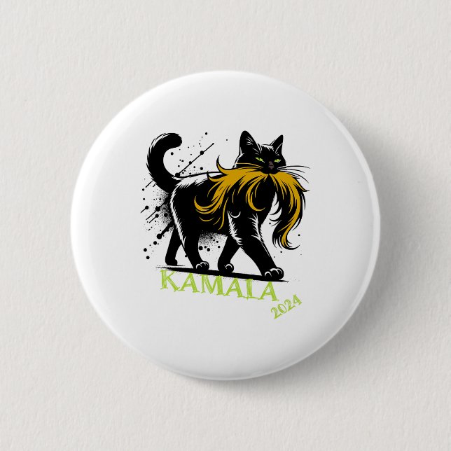 Harris Funny Retro Childless Cat Lady President 20 2 Inch Round Button (Front)