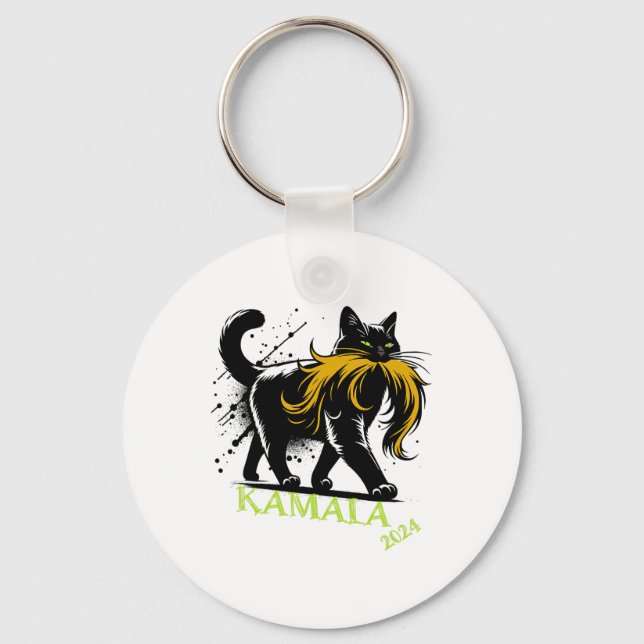 Harris Funny Retro Childless Cat Lady President 20 Keychain (Front)