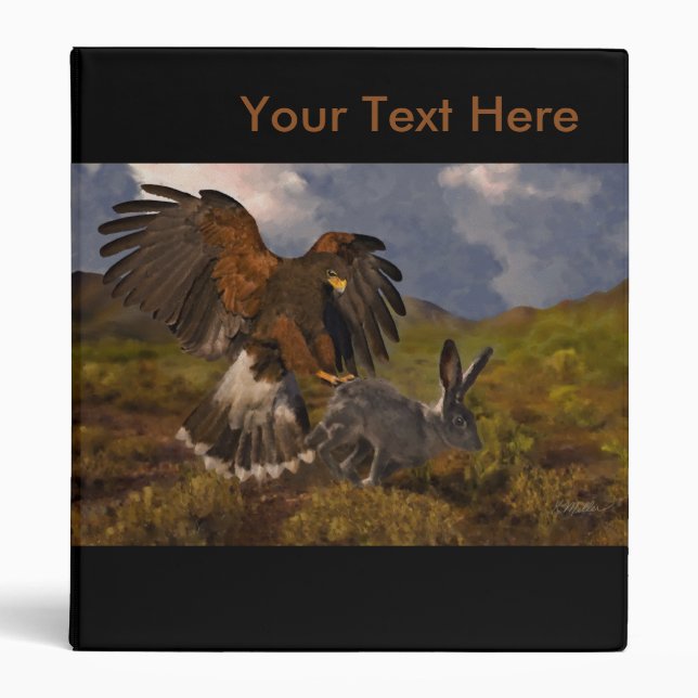 Harris Hawk and Jackrabbit - acrylic Binder (Front)