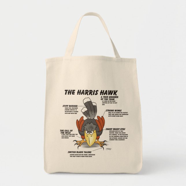 Harris Hawk Cartoon Tote Bag (Front)