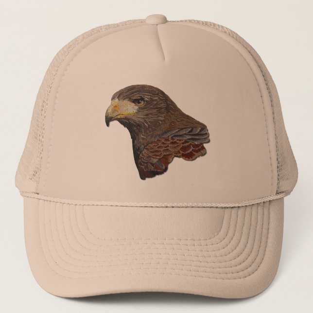 Harris Hawk Faux Embroidery Trucker Hat (Front)