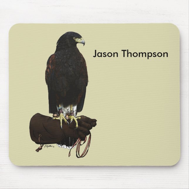 Harris Hawk on Glove Mouse Pad (Front)