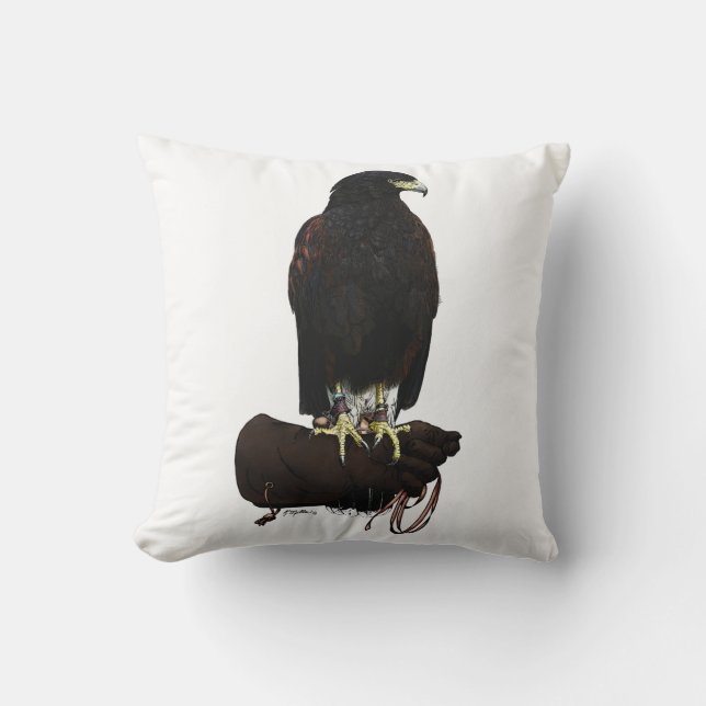 Harris Hawk on Glove Throw Pillow (Front)