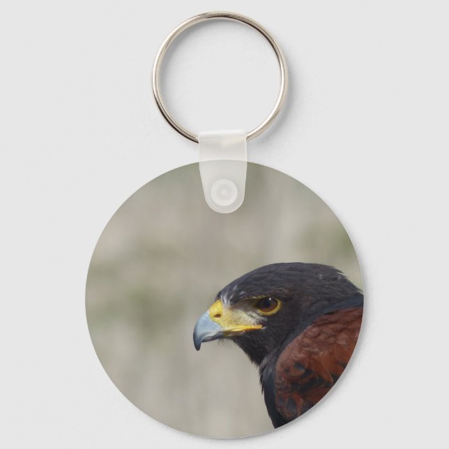 Harris Hawk Portrait Keychain (Front)