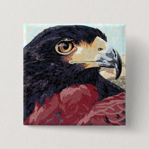 Harris Hawk textile 2 Inch Square Button