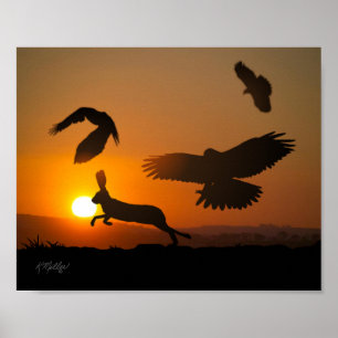 Harris Hawks Hunting Poster