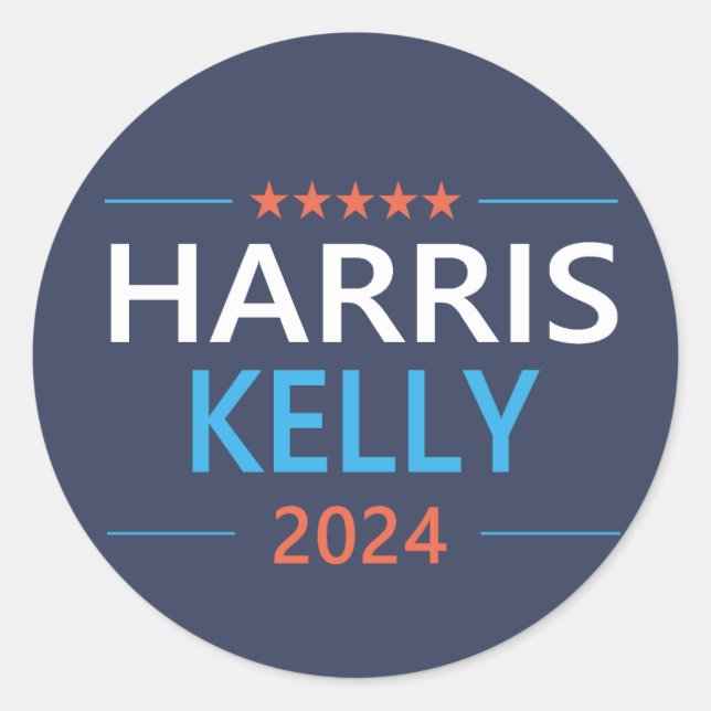 Harris Kelly 2024 Kamala Harris Democrat Classic Round Sticker (Front)
