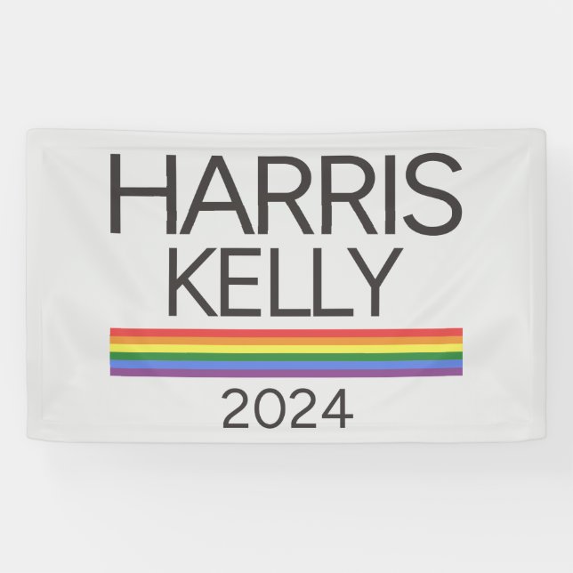 Harris Kelly 2024 LGBTQ Rainbow Pride Flag Banner (Horizontal)