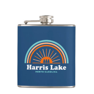 Harris Lake North Carolina Rainbow Hip Flask