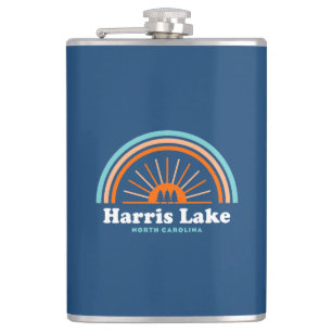 Harris Lake North Carolina Rainbow Hip Flask