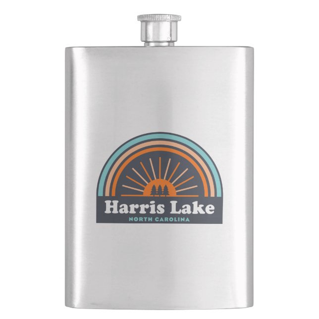 Harris Lake North Carolina Rainbow Hip Flask (Front)