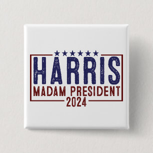 Harris Madam President 2024 2 Inch Square Button