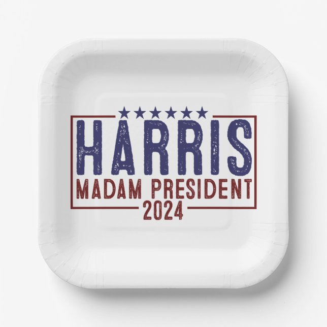 Harris Madam President 2024 Paper Plate (Front)