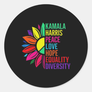 Harris Peace Love Equality Hope Diversity 1 Classic Round Sticker
