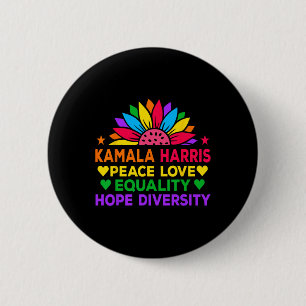 Harris Peace Love Equality Hope Diversity 2 Inch Round Button