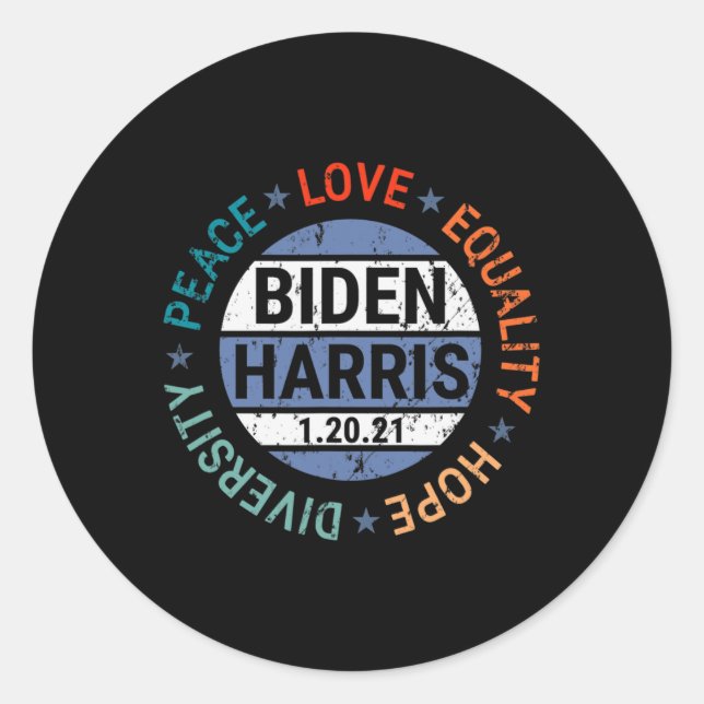 Harris Peace Love Equality Hope Diversity January  Classic Round Sticker (Front)