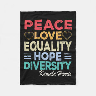 Harris Peace Love Equality Hope Diversity Retro  Fleece Blanket