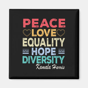 Harris Peace Love Equality Hope Diversity Retro Magnet